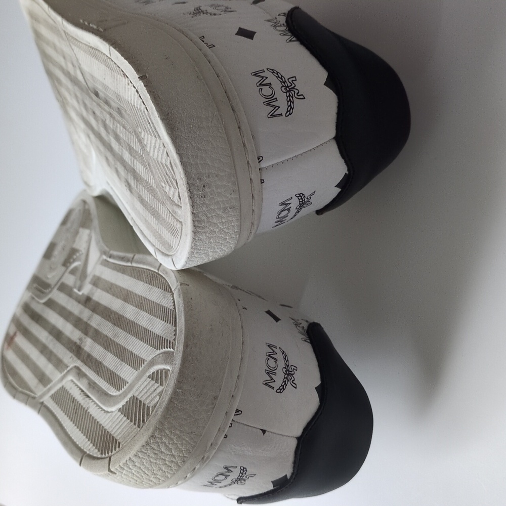 MCM Terrain Monogram Derby White Black Lace Up Leather Sneaker EU 42/US 9 In Box - Picture 12 of 17
